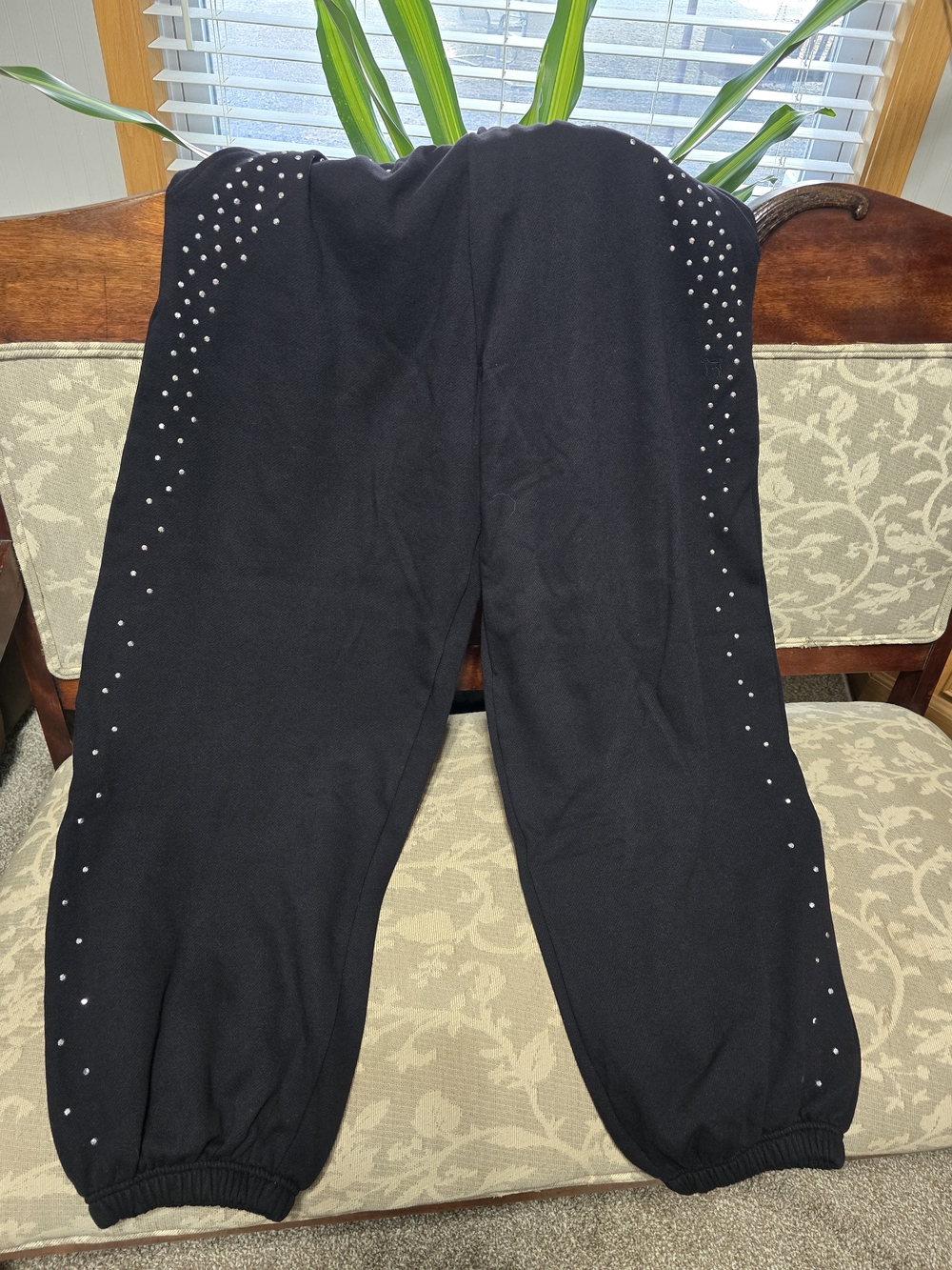 PINK Victoria's Secret Black Track Joggers with Silver Studs